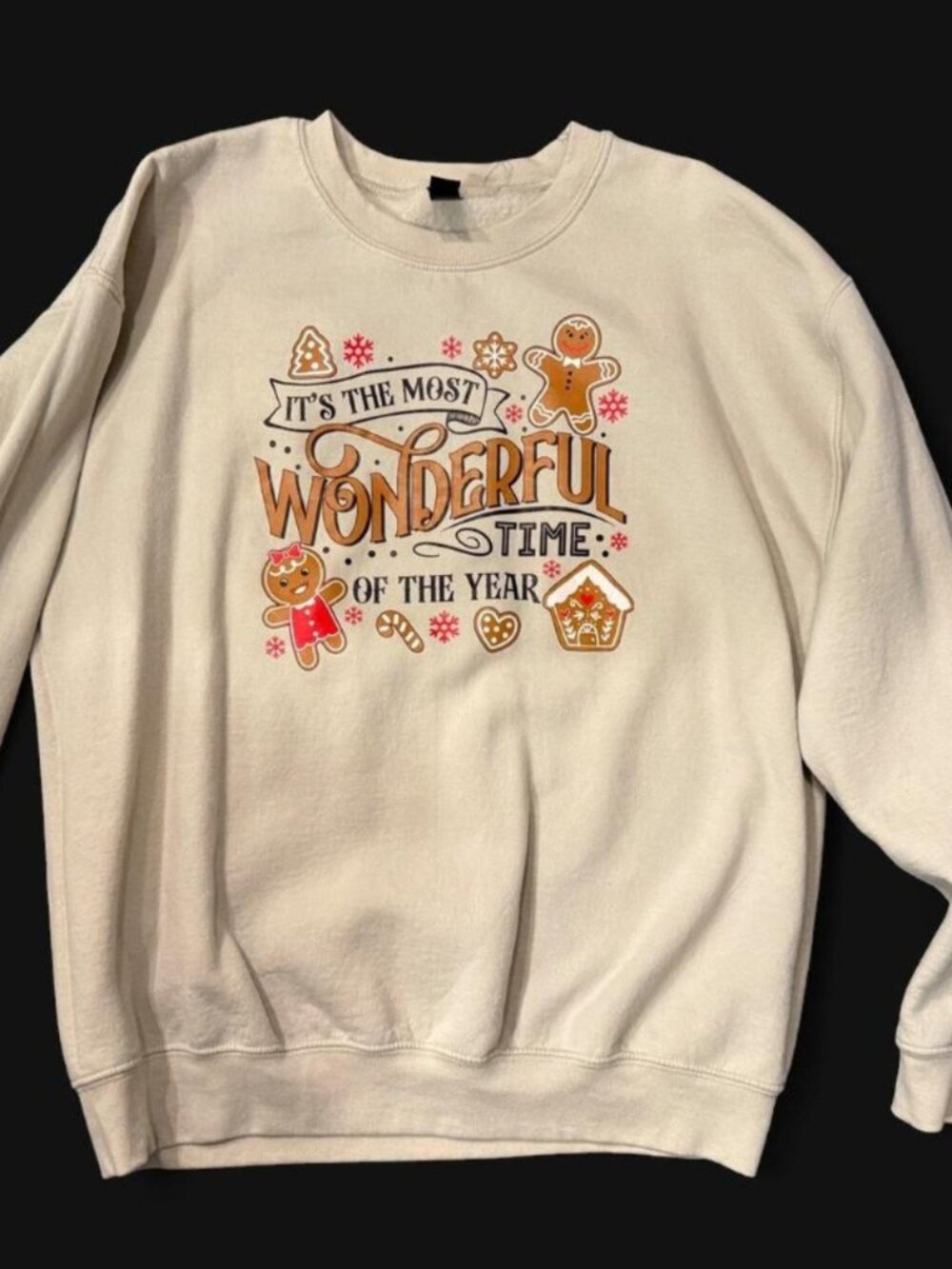 Gildan White "It's The Most Wonderfull Time Of Year" Crewneck Graphic Sweatshirt